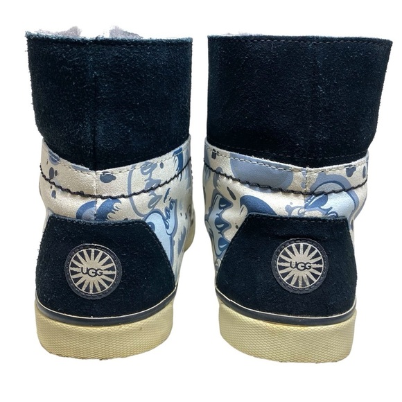 UGG Stellah‎ Claw Graffiti Fur Lined Hightop Sneakers Short Boots Womens 8 DISC - Picture 6 of 14